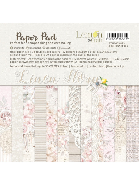 Linen Story - Bloczek papierów do scrapbookingu 15x15cm