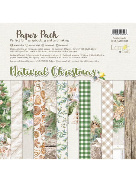 Natural Christmas - Set of scrapbooking papers  12' x 12' (30x30cm)