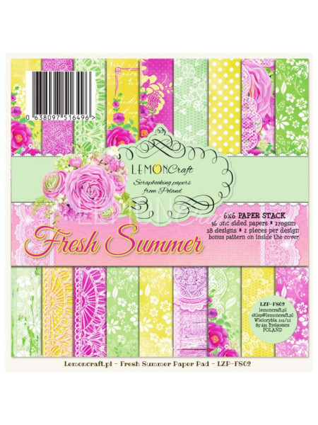 Fresh Summer - Pad of scrapbooking papers 15x15cm (6'x6')- Lemoncraft